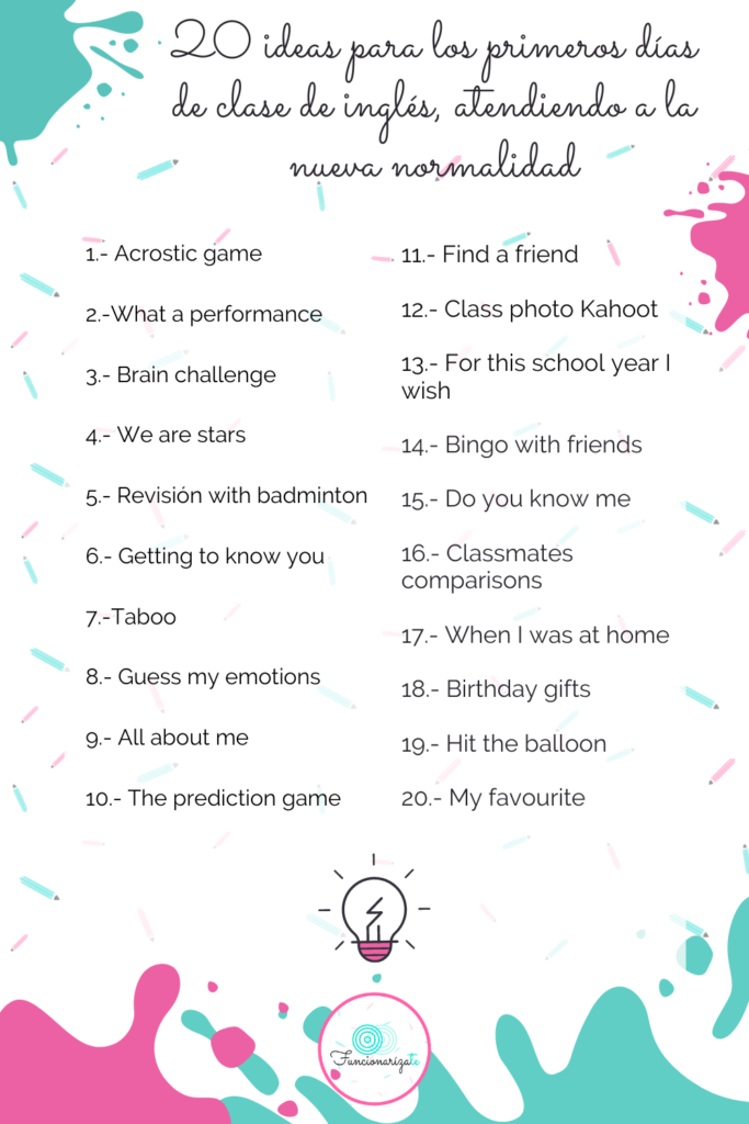 20 ideas para clases ingles 